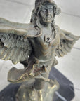 Native American Indian Eagle Dancer Shaman Medicine Man Bronze Sculpture Statue Marble Base