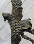 Native American Indian Eagle Dancer Shaman Medicine Man Bronze Sculpture Statue Marble Base
