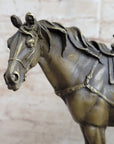 Large Original Loving Horse with his Saddle Western Art Cowboy Bronze Sculpture