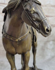 Large Original Loving Horse with his Saddle Western Art Cowboy Bronze Sculpture