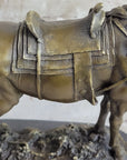 Large Original Loving Horse with his Saddle Western Art Cowboy Bronze Sculpture