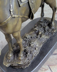 Large Original Loving Horse with his Saddle Western Art Cowboy Bronze Sculpture