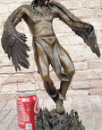 Native American Indian Eagle Dancer Rain Dance Shaman Bronze Statue Sculpture 18" x 10"