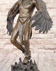 Native American Indian Eagle Dancer Rain Dance Shaman Bronze Statue Sculpture 18" x 10"