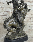 Original Milo Native American Warrior on Horse Bronze Sculpture Western Figure