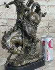 Original Milo Native American Warrior on Horse Bronze Sculpture Western Figure