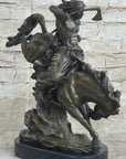 Original Milo Native American Warrior on Horse Bronze Sculpture Western Figure