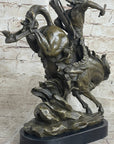 Original Milo Native American Warrior on Horse Bronze Sculpture Western Figure
