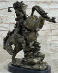 Original Milo Native American Warrior on Horse Bronze Sculpture Western Figure
