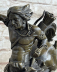 Original Milo Native American Warrior on Horse Bronze Sculpture Western Figure