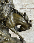 Original Milo Native American Warrior on Horse Bronze Sculpture Western Figure