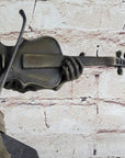 Cowboy Playing Violin Fiddle Music Bronze Sculpture Marble Statue Figurine