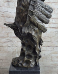 Native American Indian Chief Warrior in Bear Headdress Bonnet - Bronze Sculpture by Milo