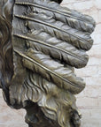Native American Indian Chief Warrior in Bear Headdress Bonnet - Bronze Sculpture by Milo