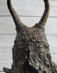 Native American Indian Shaman Man in Antler Headdress Bronze Sculpture Statue on Marble Base
