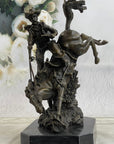 Large Arizona Cowboy Bronze Sculpture by Remington Cow Boy Figurine Figure Decor