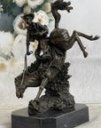 Large Arizona Cowboy Bronze Sculpture by Remington Cow Boy Figurine Figure Decor