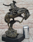 Bronco Buster Bronze Sculpture 100% Real Bronze Western Art Figurine Remington