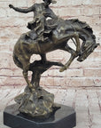 Bronco Buster Bronze Sculpture 100% Real Bronze Western Art Figurine Remington