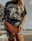 Whiskey Tooled Leather Wristlet - Toiletry Bag