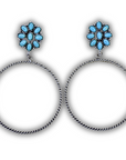 Poppy Stud Dangle Hoop Fashion Earrings