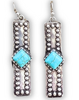 Celine Dangle Bar Fashion Earrings - Silver/Turquoise