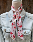 White and Pink Western Skinny Mini Wild Rag Scarf / Cowgirl Necktie