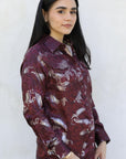 Womens Modern Fit Stretch Foil Fashion Shirt