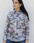Womens Modern Fit Stretch Foil Fashion Shirt