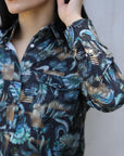 Womens Modern Fit Stretch Foil Fashion Shirt