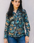 Womens Modern Fit Stretch Foil Fashion Shirt