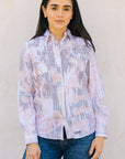 Womens Modern Fit Stretch Foil Fashion Shirt