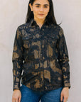Womens Modern Fit Stretch Foil Fashion Shirt