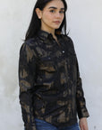 Womens Modern Fit Stretch Foil Fashion Shirt