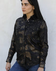 Womens Modern Fit Stretch Foil Fashion Shirt
