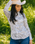 Womens Modern Fit Stretch Foil Fashion Shirt
