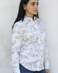 Womens Modern Fit Stretch Foil Fashion Shirt