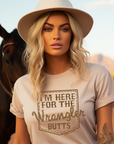 I'm Here for the Wrangler Butts T-Shirt Natural - Bourbon Cowgirl