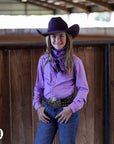 *YOUTH* PURPLE STITCHED PERFORMANCE RODEO SHIRT
