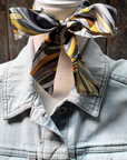 Yellow and Grey Western Skinny Mini Wild Rag Scarf / Cowgirl Necktie