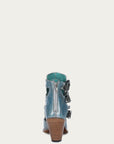 Z2028 - WOMEN'S SKY-BLUE METALIZED STRAPS AND STUDS POINTED TOE SHOE
