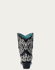 Z5305 - WOMEN'S WHITE EMBROIDERY BLACK ANKLE SNIP TOE COWBOY BOOT
