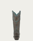 Z5345 - WOMEN'S EMBROIDERY VINTAGE WORN FINISH TURQUOISE SNIP TOE GOAT COWBOY BOOT