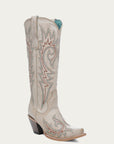 Z5371 - WOMEN'S BLUE AND RED EMBROIDERY BONE SNIP TOE COWBOY BOOT