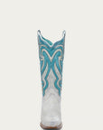 Z5390 - WOMEN'S TURQUOISE LASER OVERLAY WHITE SNIP-TOE COWBOY BOOT
