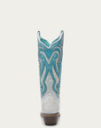 Z5390 - WOMEN'S TURQUOISE LASER OVERLAY WHITE SNIP-TOE COWBOY BOOT