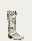 Z5410 - WOMEN'S WOVEN EAGLE TURQUOISE EMBROIDERY SNIP TOE COWBOY BOOT
