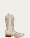 Z5444 - WOMEN'S BLUE AND RED EMBROIDERY BONE SQUARE TOE COWBOY BOOT