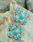 Zion Blue Turquoise Sterling Silver Cross Statement Earrings