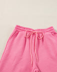 Solid Textured T-Shirt and Drawstring Pants Set